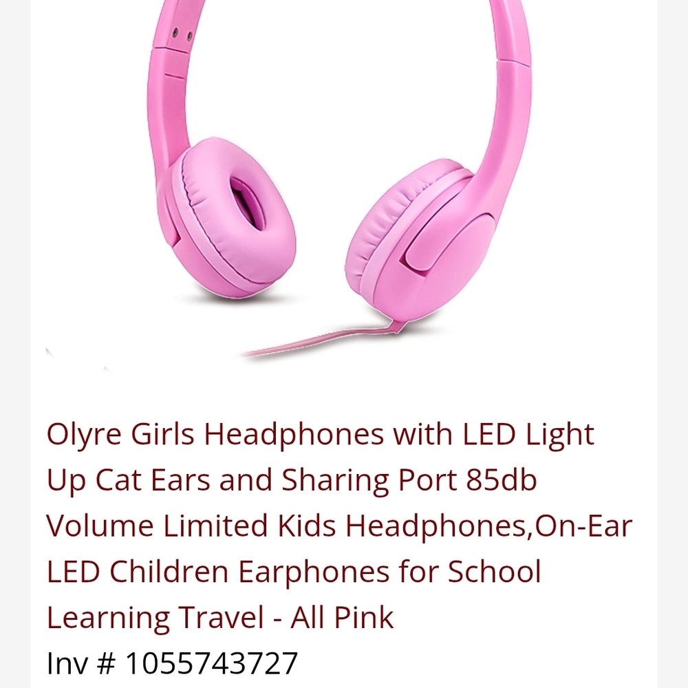 Olyre Pink LED Cat Ear Headphones